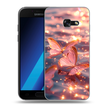 Силиконовый чехол на Samsung Galaxy A7 (2017) с принтом бабочки розовые