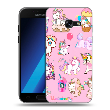Силиконовый чехол на Samsung Galaxy A7 (2017) с принтом розовые единороги Силиконовый чехол на Samsung Galaxy A7 (2017) с принтом розовые единороги