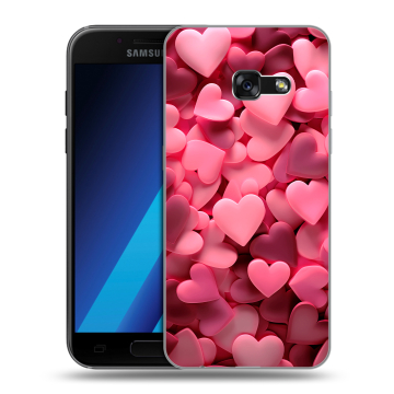 Силиконовый чехол на Samsung Galaxy A7 (2017) с принтом розовые сердечки Силиконовый чехол на Samsung Galaxy A7 (2017) с принтом розовые сердечки