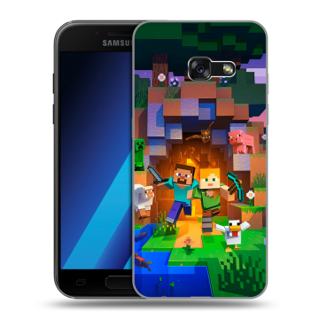 Силиконовый чехол на Samsung Galaxy A7 (2017) с принтом Майнкрафт Minecraft