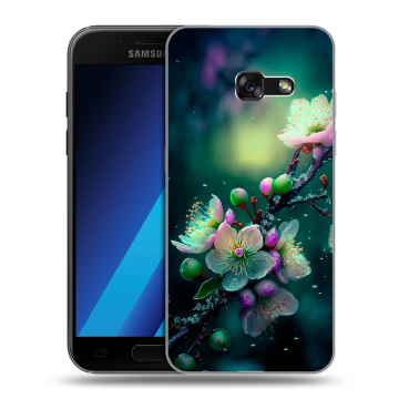Силиконовый чехол на Samsung Galaxy A7 (2017) с принтом Цветы и мрамор