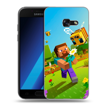 Силиконовый чехол на Samsung Galaxy A7 (2017) с принтом Майнкрафт Minecraft