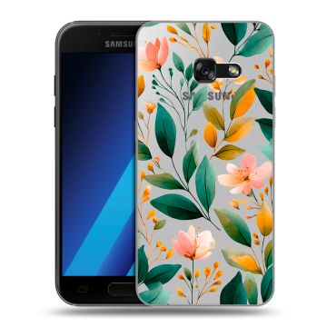 Силиконовый чехол на Samsung Galaxy A7 (2017) с принтом Цветы паттерн Силиконовый чехол на Samsung Galaxy A7 (2017) с принтом Цветы паттерн