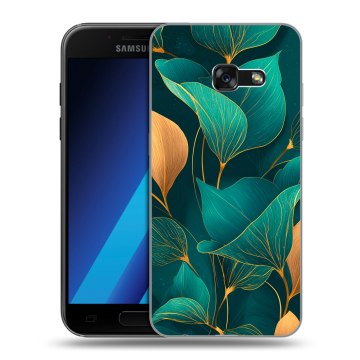 Силиконовый чехол на Samsung Galaxy A7 (2017) с принтом Листья и золото Силиконовый чехол на Samsung Galaxy A7 (2017) с принтом Листья и золото