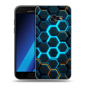 Силиконовый чехол на Samsung Galaxy A7 (2017) с принтом Неоновые соты Силиконовый чехол на Samsung Galaxy A7 (2017) с принтом Неоновые соты