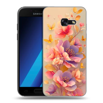 Силиконовый чехол на Samsung Galaxy A7 (2017) с принтом Цветы и бабочки Силиконовый чехол на Samsung Galaxy A7 (2017) с принтом Цветы и бабочки
