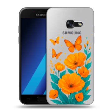 Силиконовый чехол на Samsung Galaxy A7 (2017) с принтом цветы бабочки Силиконовый чехол на Samsung Galaxy A7 (2017) с принтом цветы бабочки