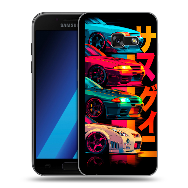 Силиконовый чехол на Samsung Galaxy A7 (2017) с принтом Гоночные машины Силиконовый чехол на Samsung Galaxy A7 (2017) с принтом Гоночные машины