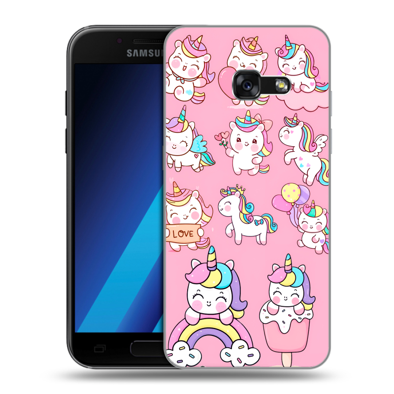 Силиконовый чехол на Samsung Galaxy A7 (2017) с принтом Единороги и радуга Силиконовый чехол на Samsung Galaxy A7 (2017) с принтом Единороги и радуга