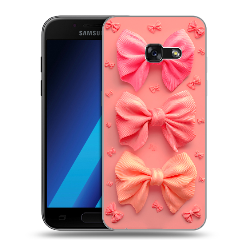 Силиконовый чехол на Samsung Galaxy A7 (2017) с принтом Розовые бантики Силиконовый чехол на Samsung Galaxy A7 (2017) с принтом Розовые бантики