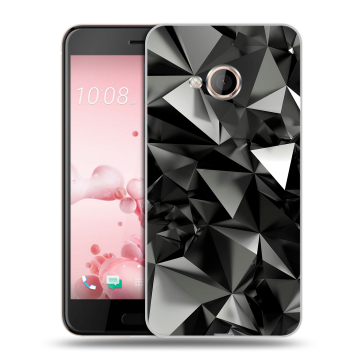 Пластиковый чехол на HTC U Play с принтом Черные кристаллы