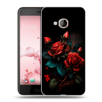 Пластиковый чехол на HTC U Play с принтом Розы красные