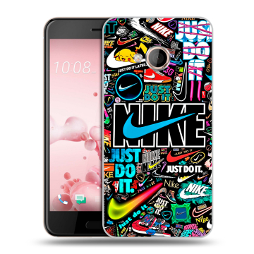 Пластиковый чехол на HTC U Play с принтом найк nike черный Пластиковый чехол на HTC U Play с принтом найк nike черный