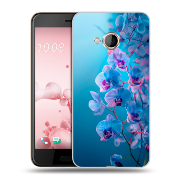 Пластиковый чехол на HTC U Play с принтом голубые орхидеи