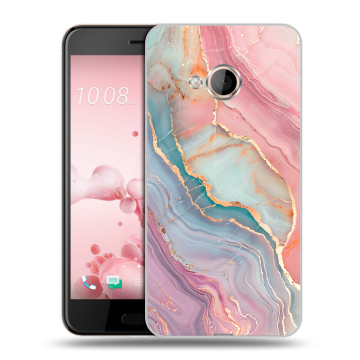 Пластиковый чехол на HTC U Play с принтом розовый мрамор Пластиковый чехол на HTC U Play с принтом розовый мрамор