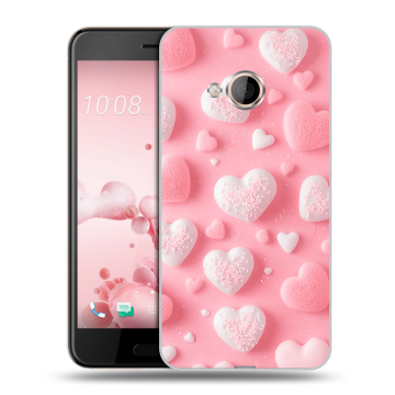 Пластиковый чехол на HTC U Play с принтом Сердечки