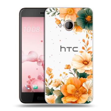 Пластиковый чехол на HTC U Play с принтом Цветы принт