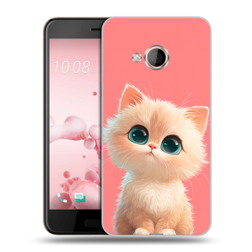 Пластиковый чехол на HTC U Play с принтом Розовый котенок