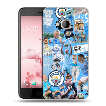 Пластиковый чехол на HTC U Play с принтом Man City Манчестер Сити