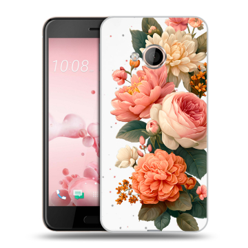 Пластиковый чехол на HTC U Play с принтом цветы