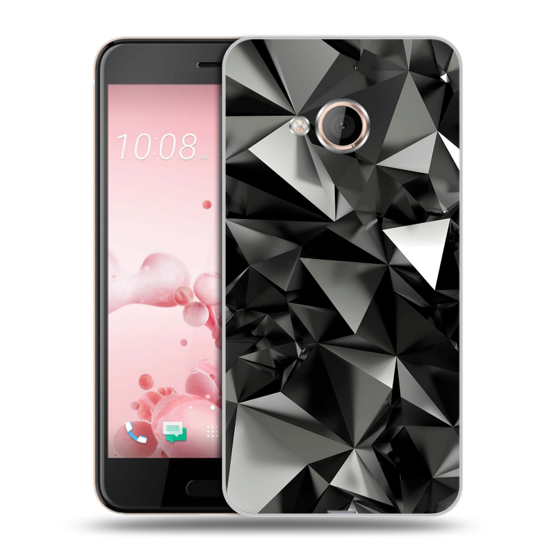 Пластиковый чехол на HTC U Play с принтом Черные кристаллы Пластиковый чехол на HTC U Play с принтом Черные кристаллы