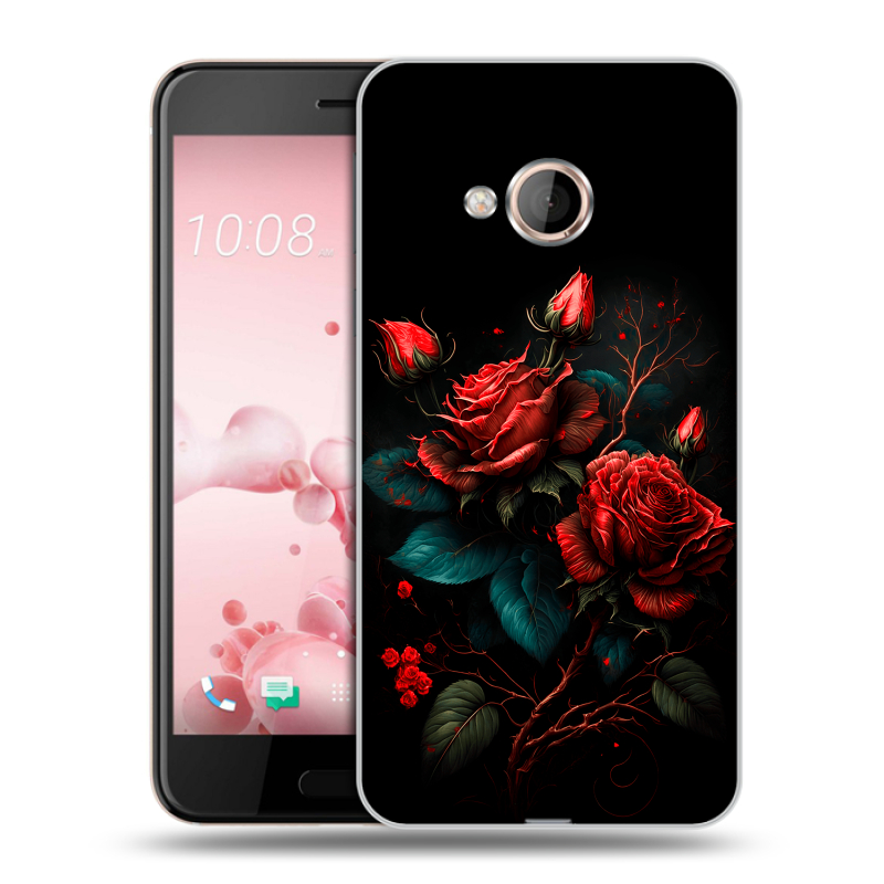Пластиковый чехол на HTC U Play с принтом Розы красные Пластиковый чехол на HTC U Play с принтом Розы красные