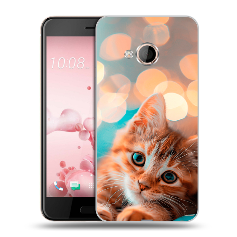 Пластиковый чехол на HTC U Play с принтом котик Пластиковый чехол на HTC U Play с принтом котик