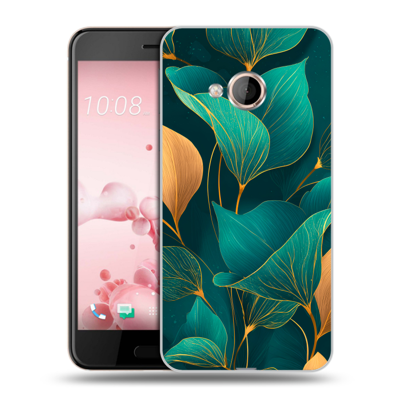 Пластиковый чехол на HTC U Play с принтом Листья и золото Пластиковый чехол на HTC U Play с принтом Листья и золото