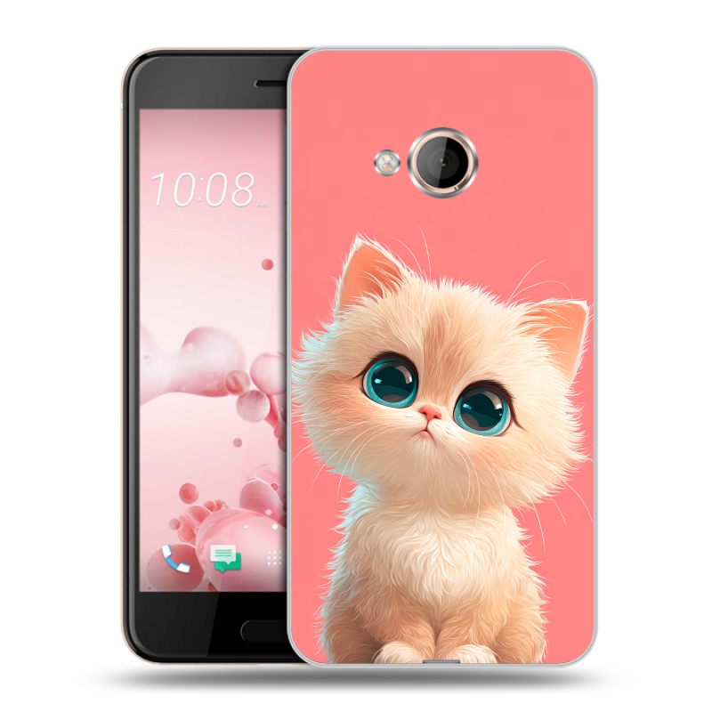 Пластиковый чехол на HTC U Play с принтом Розовый котенок Пластиковый чехол на HTC U Play с принтом Розовый котенок