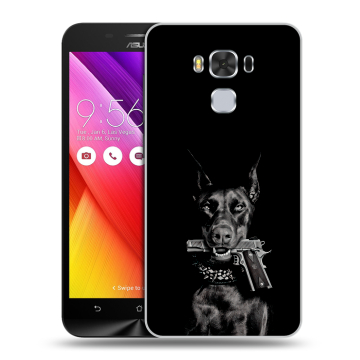 Пластиковый чехол на ASUS ZenFone 3 Max ZC553KL с принтом Доберман и пистолет