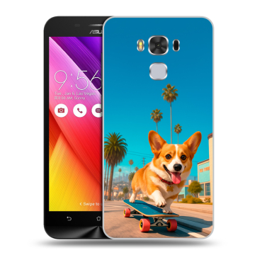 Пластиковый чехол на ASUS ZenFone 3 Max ZC553KL с принтом Корги на скейте