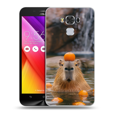 Пластиковый чехол на ASUS ZenFone 3 Max ZC553KL с принтом Капибара с апельсином