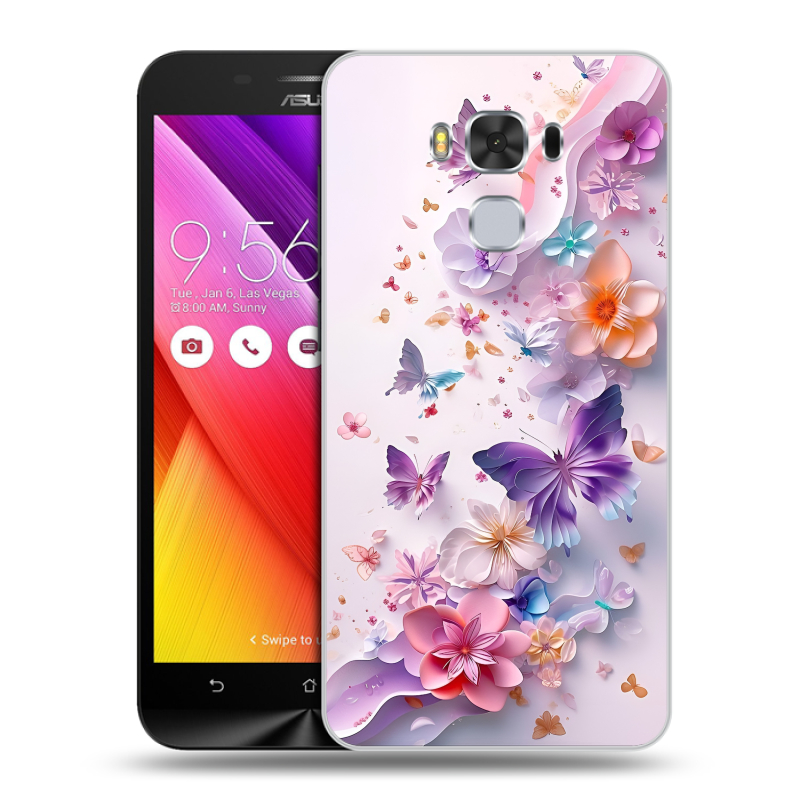 Пластиковый чехол на ASUS ZenFone 3 Max ZC553KL с принтом цветы бабочки Пластиковый чехол на ASUS ZenFone 3 Max ZC553KL с принтом цветы бабочки