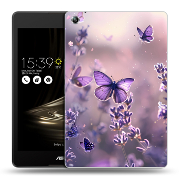 Силиконовый чехол на ASUS ZenPad 3 8.0 Z581KL с принтом бабочки и лаванда Силиконовый чехол на ASUS ZenPad 3 8.0 Z581KL с принтом бабочки и лаванда