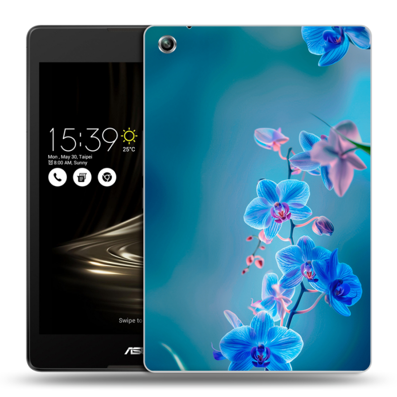 Силиконовый чехол на ASUS ZenPad 3 8.0 Z581KL с принтом Голубые цветы Силиконовый чехол на ASUS ZenPad 3 8.0 Z581KL с принтом Голубые цветы