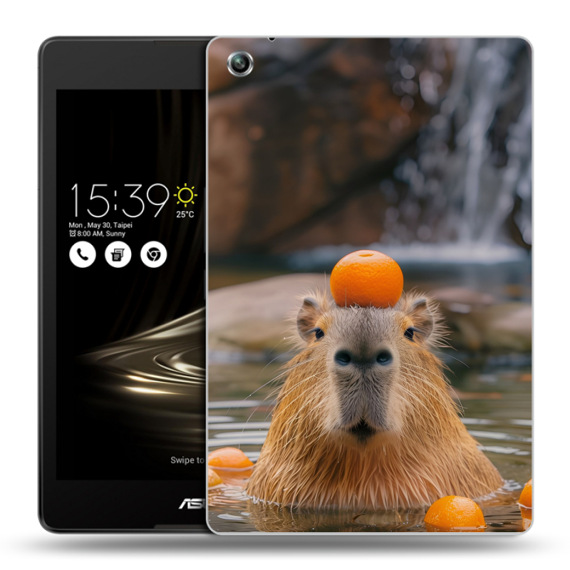 Силиконовый чехол на ASUS ZenPad 3 8.0 Z581KL с принтом Капибара с апельсином Силиконовый чехол на ASUS ZenPad 3 8.0 Z581KL с принтом Капибара с апельсином