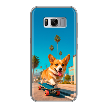 Силиконовый чехол на Samsung Galaxy S8 Plus с принтом Корги на скейте Силиконовый чехол на Samsung Galaxy S8 Plus с принтом Корги на скейте