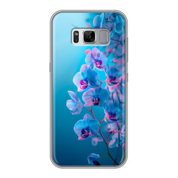 Силиконовый чехол на Samsung Galaxy S8 Plus с принтом голубые орхидеи Силиконовый чехол на Samsung Galaxy S8 Plus с принтом голубые орхидеи