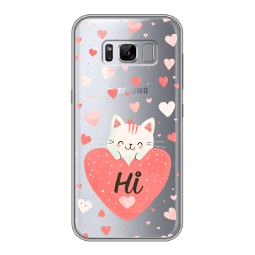 Силиконовый чехол на Samsung Galaxy S8 Plus с принтом котенок и сердечко Силиконовый чехол на Samsung Galaxy S8 Plus с принтом котенок и сердечко