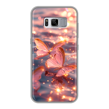Силиконовый чехол на Samsung Galaxy S8 Plus с принтом бабочки розовые