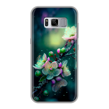 Силиконовый чехол на Samsung Galaxy S8 Plus с принтом Цветы и мрамор Силиконовый чехол на Samsung Galaxy S8 Plus с принтом Цветы и мрамор