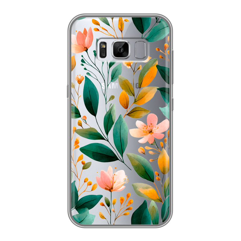 Силиконовый противоударный чехол на Samsung Galaxy S8 Plus с принтом Цветы паттерн Силиконовый противоударный чехол на Samsung Galaxy S8 Plus с принтом Цветы паттерн