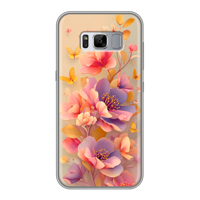 Силиконовый чехол на Samsung Galaxy S8 Plus с принтом Цветы и бабочки Силиконовый чехол на Samsung Galaxy S8 Plus с принтом Цветы и бабочки