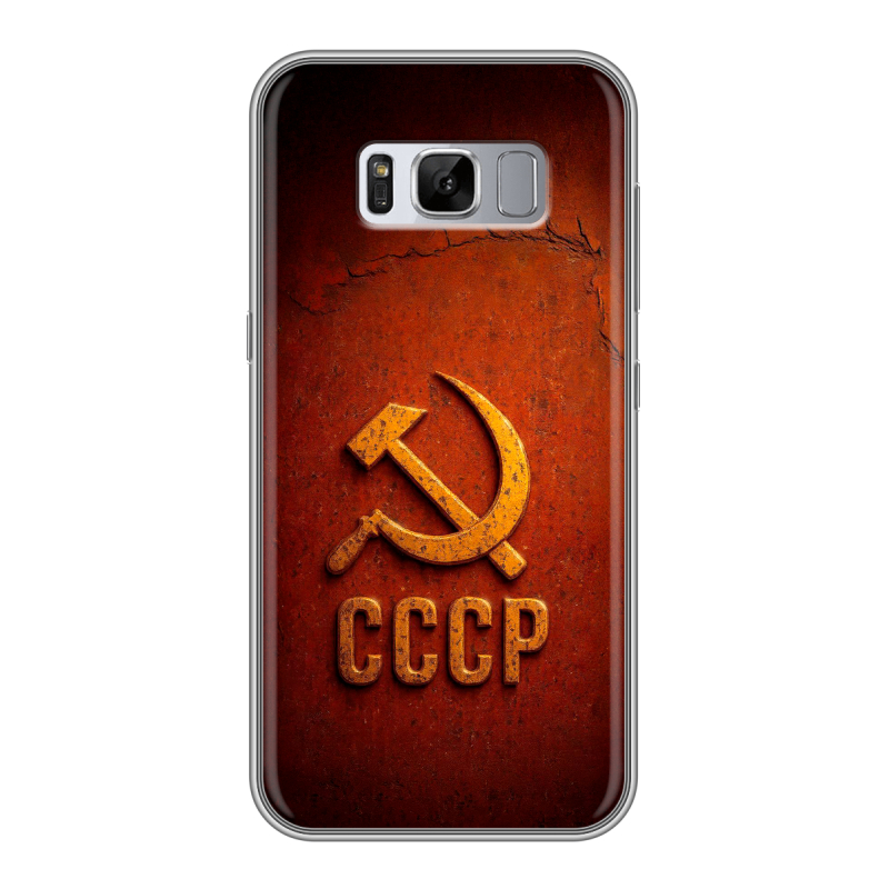 Силиконовый противоударный чехол на Samsung Galaxy S8 Plus с принтом Флаг Герб СССР Силиконовый противоударный чехол на Samsung Galaxy S8 Plus с принтом Флаг Герб СССР