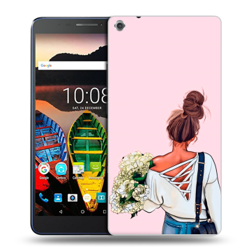 Силиконовый чехол на планшета Lenovo Tab 3 7 Plus с принтом Девушка и букет Силиконовый чехол на планшета Lenovo Tab 3 7 Plus с принтом Девушка и букет