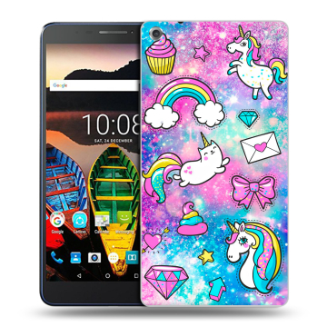 Силиконовый чехол на Lenovo Tab 3 7 Plus с принтом Единороги