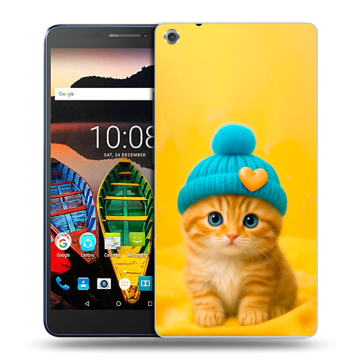 Силиконовый чехол на Lenovo Tab 3 7 Plus с принтом Котенок в шапке