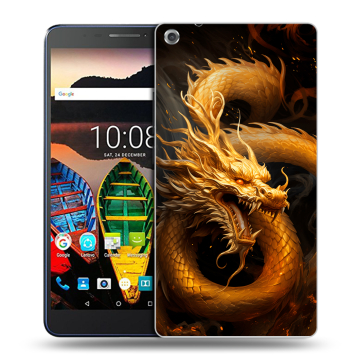 Силиконовый чехол на Lenovo Tab 3 7 Plus с принтом Золотой дракон Силиконовый чехол на Lenovo Tab 3 7 Plus с принтом Золотой дракон