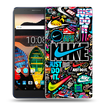 Силиконовый чехол на Lenovo Tab 3 7 Plus с принтом найк nike черный Силиконовый чехол на Lenovo Tab 3 7 Plus с принтом найк nike черный