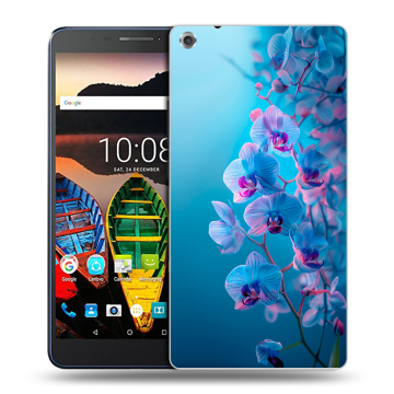 Силиконовый чехол на Lenovo Tab 3 7 Plus с принтом голубые орхидеи